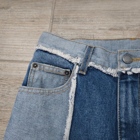 Carmar Color Panel Jeans Women's High Rise Chunky Fray Seam Hippie Grunge 24 - Picture 3 of 8